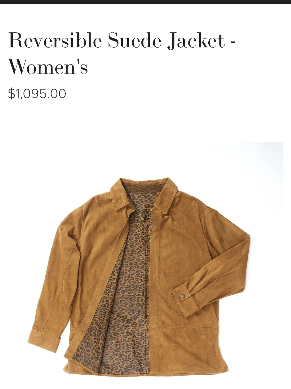 Hide Out Leathers Reversible Suede Jacket - Women's in Camel with Leopard Print
